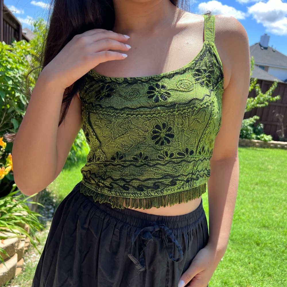 Smocked Back Bohemian Crop Top
